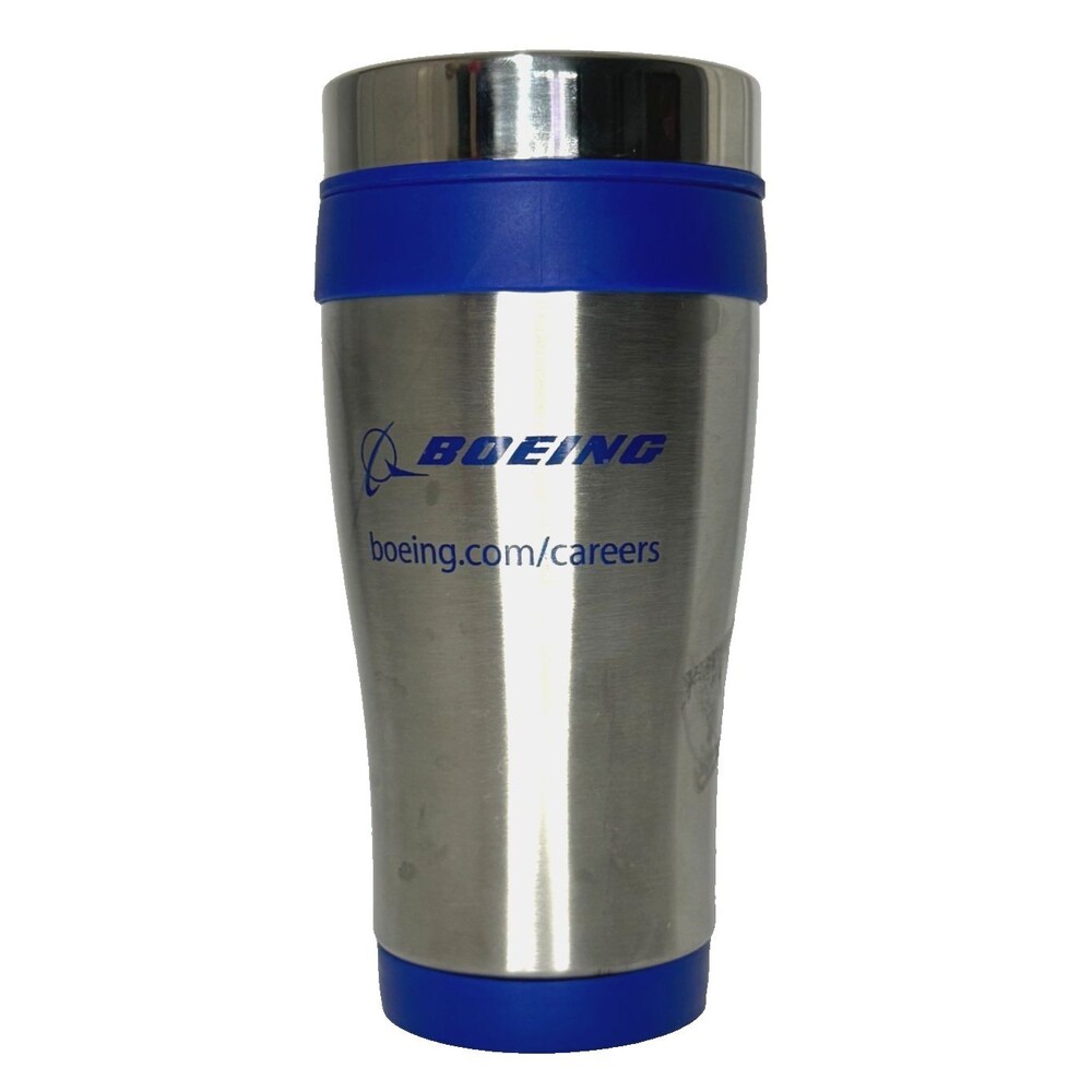 Boeing Stainless Steel Travel Mug Blue Insulated Coffee Cup w Lid